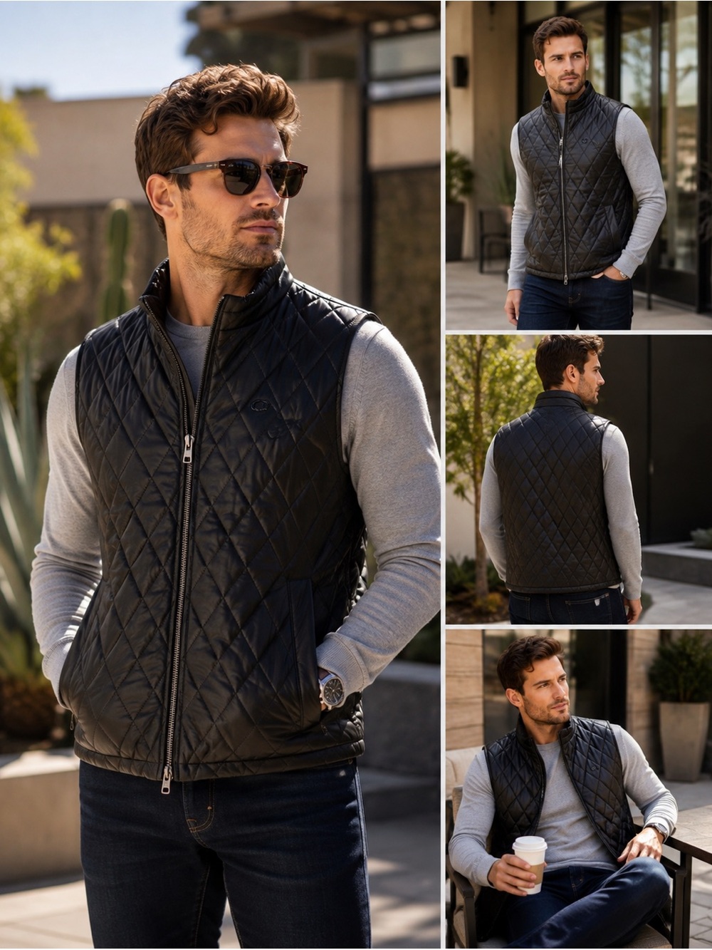 Coach CO779 Men’s Lamb Leather Quilted Vest XL Black NWT $450 MSRP
